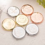 Personalized Flowers Branches Compact Makeup Mirrors with Engraved Text Set of 2 Wedding Bridal Party Gift for Bridesmaid