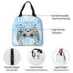 Gepersonaliseerde Tie-dye Effect Gamepad Ontwerp Oxford Geïsoleerde Lunchtas met Naam School Werk Picknick Buiten Activiteiten Cadeau voor Kids Game L