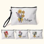 Personlig sminkeveske med navn og håndleddsstropp Fødselsdagsbukett Blyantbue Design Sminkeveske med navn og håndleddsstropp Bursdag Lærerens dag Gave til kvinner