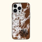 Personalised Faux Cowhide Print Monogram Phone Case for iPhone Birthday Gift for Farm Owner Cow Lover