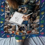 Couverture Personnalisée avec Collage de 8 Photos et Nom Style Patte Forever In My Heart Cadeau Souvenir Sympathie pour Amoureux d'Animal de Compagnie