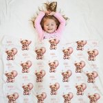 Personalized Cute Bear Soft Blanket with Name Birthday Gift for Boys Girls
