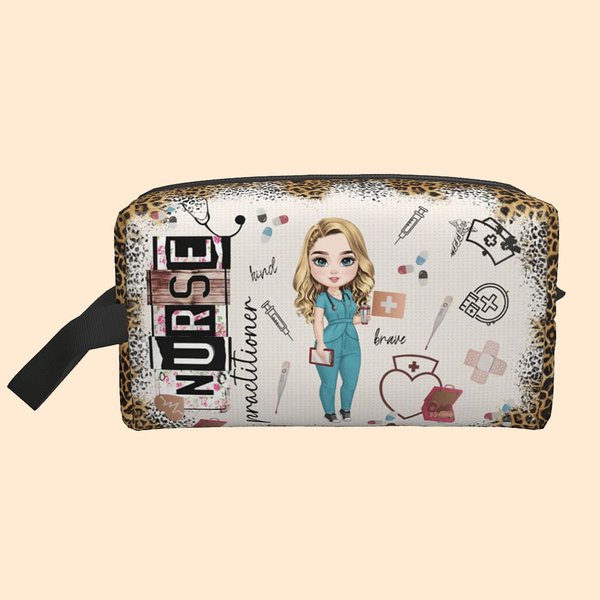 Personalizado de dibujos animados de diseño de dispositivos médicos neceser con nombre de la semana de la enfermera Apreciación de regalo para la enfe