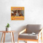 Personalized Baby's 1st Halloween Pumpkin Bat Framed Canvas Painting with Photo and Name Wall Decor Holiday Party Gift for Newborn New Mom Dad