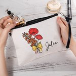 Personlig sminkeveske med navn og håndleddsstropp Fødselsdagsbukett Blyantbue Design Sminkeveske med navn og håndleddsstropp Bursdag Lærerens dag Gave til kvinner