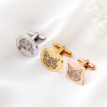 Personalized Engraved Dog Cat Portrait Cufflinks with Monogram Magnetic Wooden Box Wedding Groom Memorial Gift for Men Pet Lovers