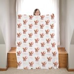 Personalized Cute Bear Soft Blanket with Name Birthday Gift for Boys Girls