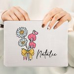 Personlig sminkeveske med navn og håndleddsstropp Fødselsdagsbukett Blyantbue Design Sminkeveske med navn og håndleddsstropp Bursdag Lærerens dag Gave til kvinner