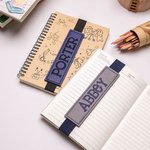 Personalized Leather Elastic Book Band with Embroidery Name Birthday School Season Gift for Book Lover