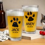 Personalisiertes Haustier Pfote Bier Pintglas 470ml mit Namen und Datum Hund Katze Küchen- und Wohnzubehör Geburtstag Geschenk für Tierliebhaber