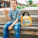 Gepersonaliseerde Tie-dye Effect Gamepad Ontwerp Oxford Geïsoleerde Lunchtas met Naam School Werk Picknick Buiten Activiteiten Cadeau voor Kids Game L