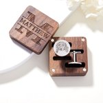 Personalized Engraved Dog Cat Portrait Cufflinks with Monogram Magnetic Wooden Box Wedding Groom Memorial Gift for Men Pet Lovers