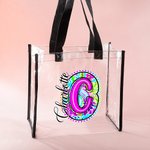 Personalizada Paisley Floral Inicial Bolsa transparente con nombre Boda Cumpleaños Regalo para Mujeres