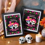 Gepersonaliseerd Mexicaans Bloemen Suikerschedelkader met Namen en Datum Huisdecoratie Dag van de Doden Huwelijksgeschenk voor Pasgetrouwd Paar