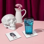Personifierad Day of the Dead Floral Skull Coasters med namn Festlig present till gotisk dödskalleälskare