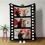 Henkilökohtainen Vintage Film Style valokuvakollaasi pehmeä kodikas peitto tekstillä syntymäpäivä vuosipäivä muisti lahja perheelle pari