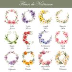 Étiquettes de Bouteilles d'Eau Personnalisées avec Fleurs et Feuilles de Naissance Couronne de Mariage Cadeau de Mariage Fiançailles pour les Couples