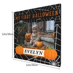 Personlig spindelväv pumpa design foto canvas målning med namn första Halloween heminredning gåva för baby flickor pojkar