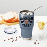 Personalized This Is What An Awesome Grandpa Photo 30oz Tumbler with Lid and Straw Birthday Father's Day Gift for Grandpa Dad