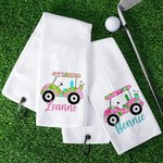 Personalized Super Absorbent Multiple Colours 100% Cotton Golf Cart Waffle Towel with Name Hanging Clip Birthday Gift for Golf Lovers