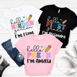 Personalised Adorable Pencil Design 100% Cotton Kid's T-shirt with Name and Grade Back to School First Day of School Gift for Girls Boys