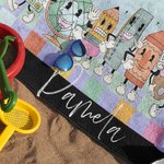 Personalized Stationery Elements Oversized Quick Dry Beach Towel with Text Appreciation Back to School Gift for Teacher