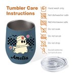 Personalized Multicolor Cute Ghost Nurse 12oz Wine Tumbler with Name and Spill-proof Lid Halloween  Gift for Nurse Medical Staff