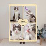 Personalized 4 Pet Photos Collage Cozy Soft Blanket with Text and Cute Paw Print Memorial Sympathy Gift for Loss of Pet Cat Dog Lovers