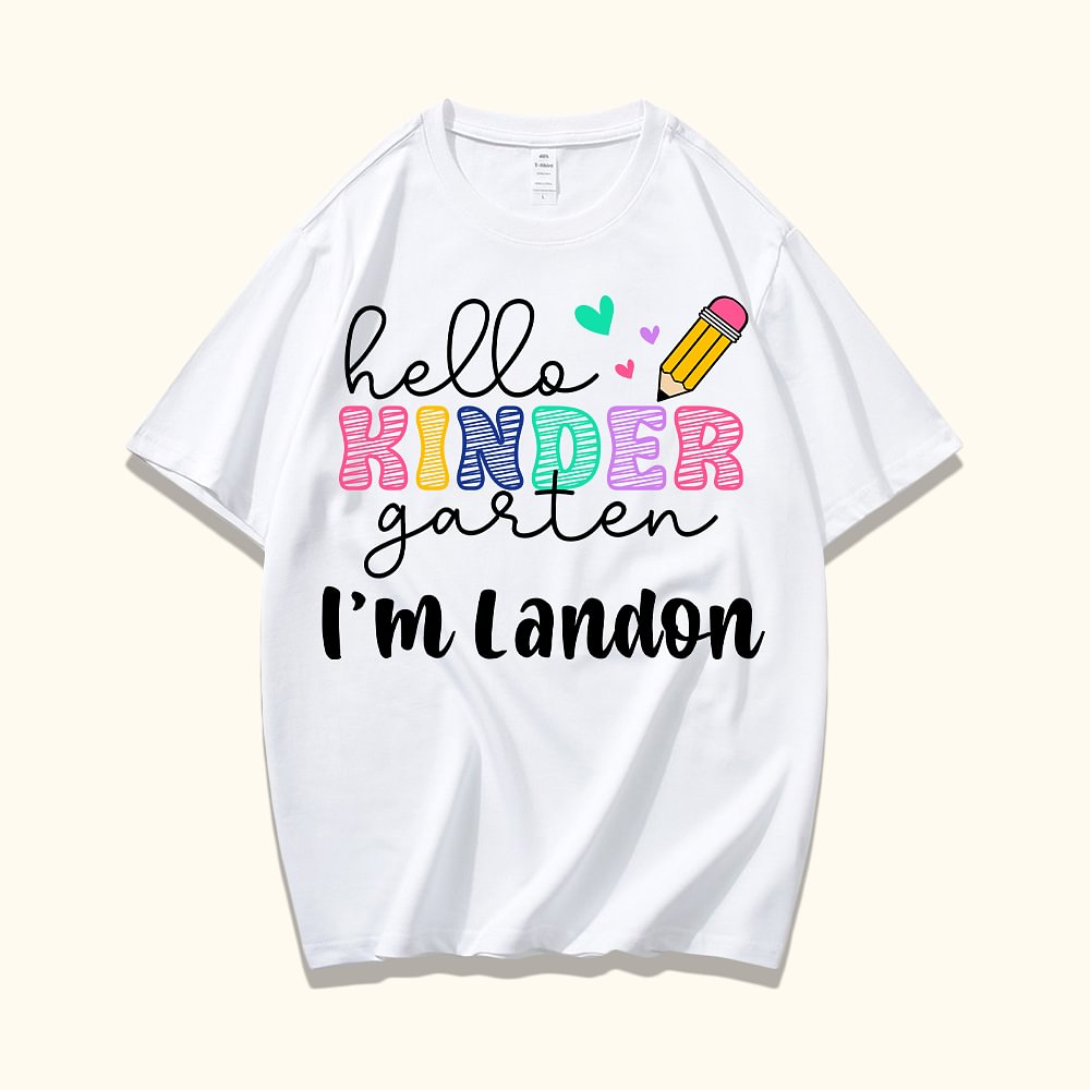 T-shirt pour enfant avec nom et année scolaire Cadeau de rentrée scolaire pour filles et garçons