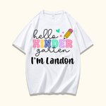 Personalised Adorable Pencil Design 100% Cotton Kid's T-shirt with Name and Grade Back to School First Day of School Gift for Girls Boys