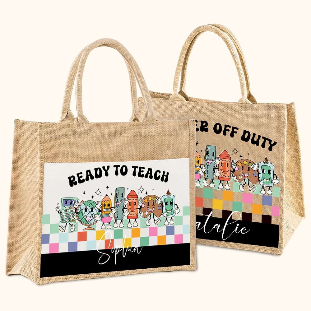 Sac à dos en toile de jute avec nom Cadeau d'appréciation pour l'enseignant