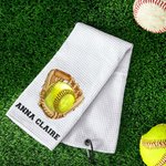 Personalized 100% Cotton Baseball Football Name Waffle Towel with Hanging Clip Birthday Gift for Sport Lover
