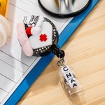 Personalized Handmade Nursing Uniform Bandage Stethoscope Glitter Retractable Silicone Badge Reel with Title Appreciation Gift for Nurse Medical Staff