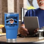 Personalized This Is What An Awesome Grandpa Photo 30oz Tumbler with Lid and Straw Birthday Father's Day Gift for Grandpa Dad