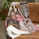 Personalized 4 Pet Photos Collage Cozy Soft Blanket with Text and Cute Paw Print Memorial Sympathy Gift for Loss of Pet Cat Dog Lovers