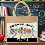 Personalisierte Cartoon Schreibwaren Charakter Schachbrett große Jute Canvas Jute Tasche mit Namen Tote Bag zurück zu Schule Anerkennung Geschenk für 