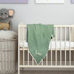 Personlig våffelmuslin i 100% bomull Baby Swaddle Mottagningsfilt med broderat namn Baby Shower Present för nyfödda