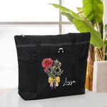 Borsa Tote con cerniera con fiocco di matita con nome e cognome per il compleanno e il ritorno a scuola, regalo di apprezzamento per l'insegnante.