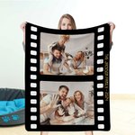 Henkilökohtainen Vintage Film Style valokuvakollaasi pehmeä kodikas peitto tekstillä syntymäpäivä vuosipäivä muisti lahja perheelle pari