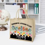 Personalisierte Cartoon Schreibwaren Charakter Schachbrett große Jute Canvas Jute Tasche mit Namen Tote Bag zurück zu Schule Anerkennung Geschenk für 