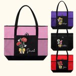 Borsa Tote con cerniera con fiocco di matita con nome e cognome per il compleanno e il ritorno a scuola, regalo di apprezzamento per l'insegnante.