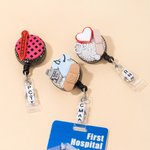 Personalized Handmade Nursing Uniform Bandage Stethoscope Glitter Retractable Silicone Badge Reel with Title Appreciation Gift for Nurse Medical Staff