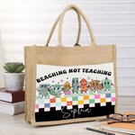 Personalisierte Cartoon Schreibwaren Charakter Schachbrett große Jute Canvas Jute Tasche mit Namen Tote Bag zurück zu Schule Anerkennung Geschenk für 