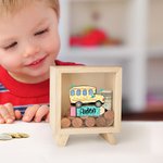 Coquette Bow Star School Bus Pencil Design Wooden Money Box with Name Back to School Gift for Kids (Boîte à crayons en bois avec nom)
