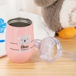 Personalized Cute Animal 10oz Insulated Training Sippy Cup with Name and Handle Birthday Gift for Toddler Kid