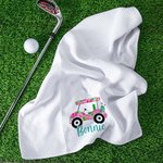 Personalized Super Absorbent Multiple Colours 100% Cotton Golf Cart Waffle Towel with Name Hanging Clip Birthday Gift for Golf Lovers