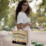 Personalisierte Cartoon Schreibwaren Charakter Schachbrett große Jute Canvas Jute Tasche mit Namen Tote Bag zurück zu Schule Anerkennung Geschenk für 