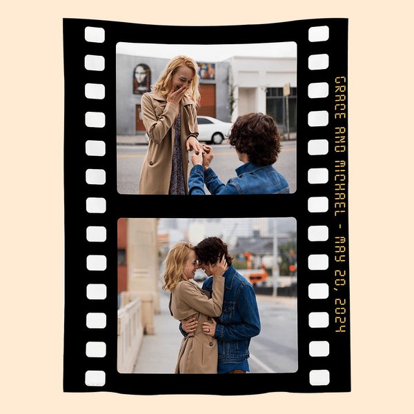 Personalisierte Vintage Film Style Foto Collage weiche kuschelige Decke mit Text Geburtstag Jahrestag Erinnerung Geschenk für Familie Paar