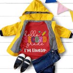 Personalised Adorable Pencil Design 100% Cotton Kid's T-shirt with Name and Grade Back to School First Day of School Gift for Girls Boys