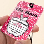 Personalizzato classico stile quaderno di composizione di mele su due lati Hall Pass Lanyard insegnante Scuola Back to School Appreciation Week Gift Insegnante primario